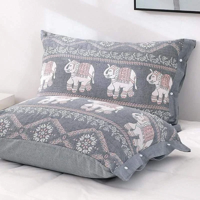 Elephants Pattern Pillow Cover - Glova