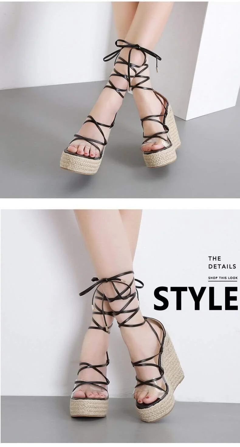 Elisa Lace Up Platform Sandals - Glova