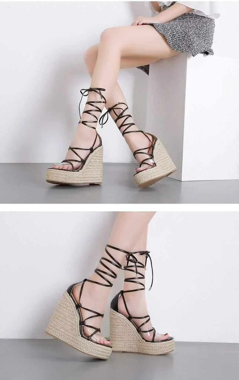 Elisa Lace Up Platform Sandals - Glova