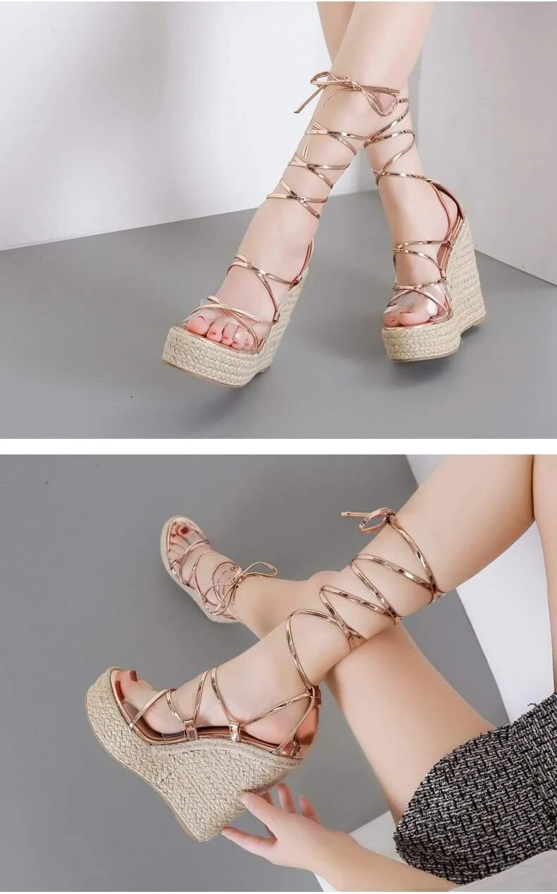 Elisa Lace Up Platform Sandals - Glova