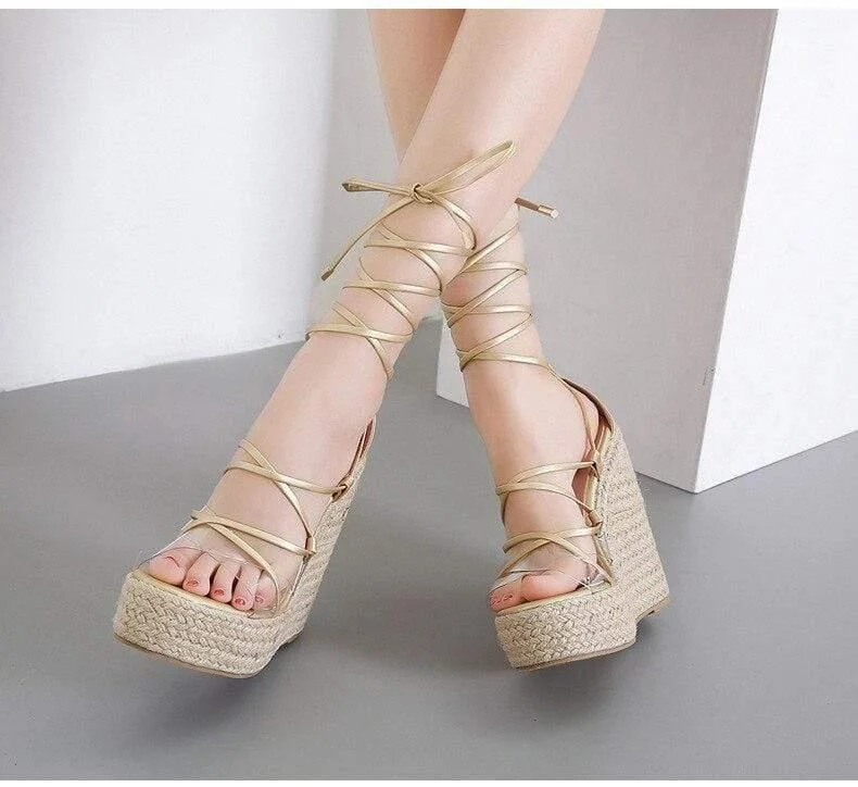 Elisa Lace Up Platform Sandals - Glova