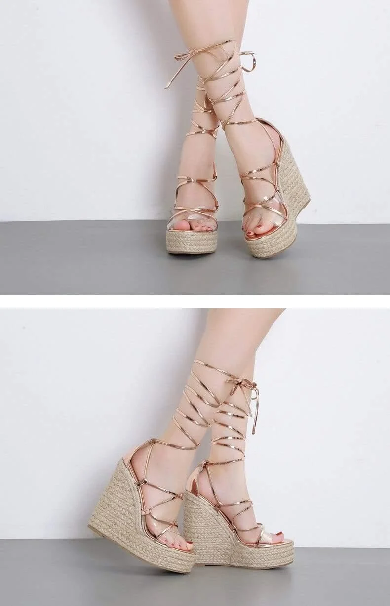 Elisa Lace Up Platform Sandals - Glova