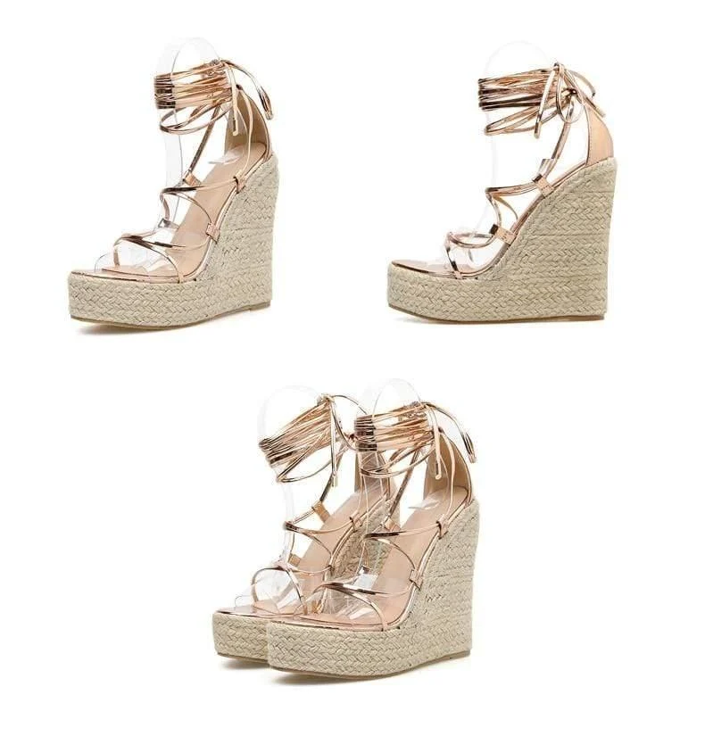 Elisa Lace Up Platform Sandals - Glova