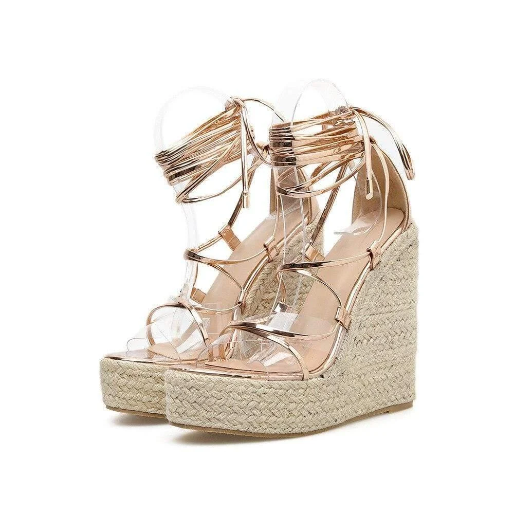 Elisa Lace Up Platform Sandals - Glova