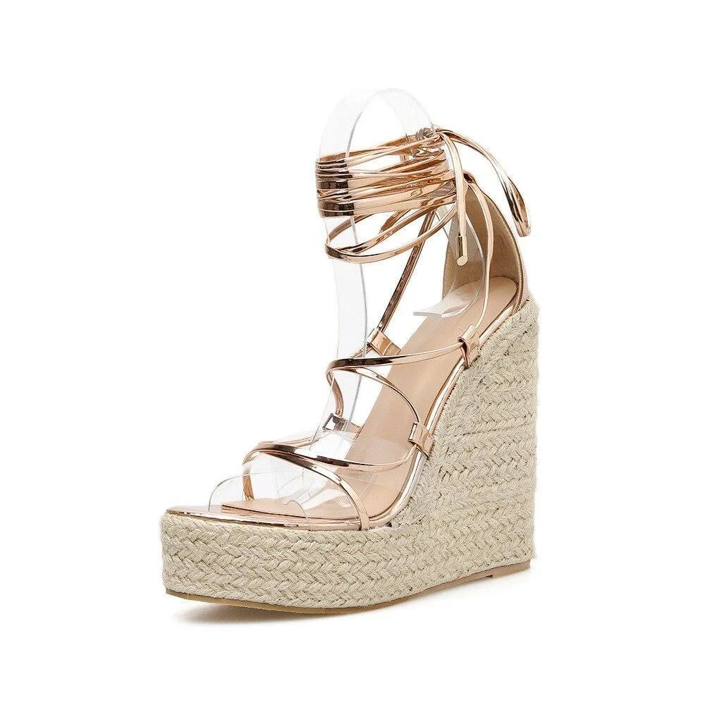 Elisa Lace Up Platform Sandals - Glova