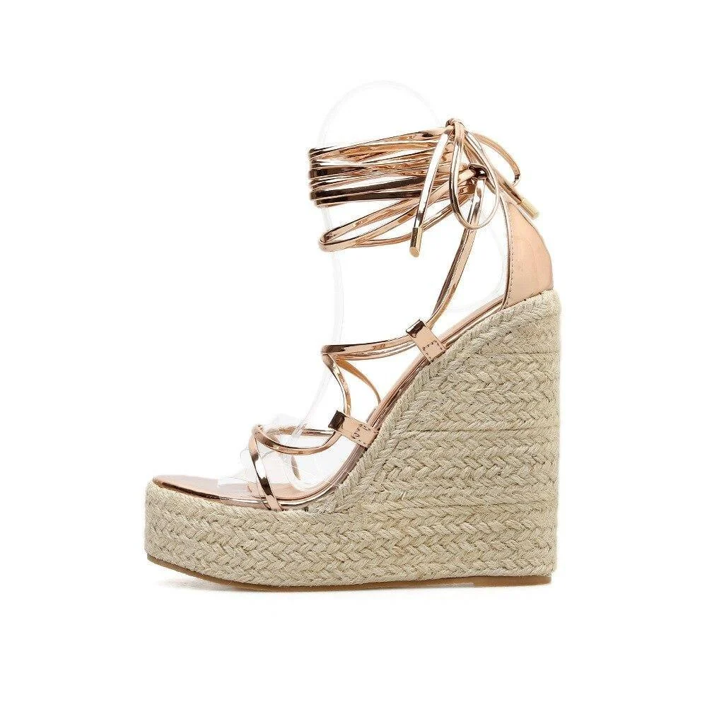 Elisa Lace Up Platform Sandals - Glova