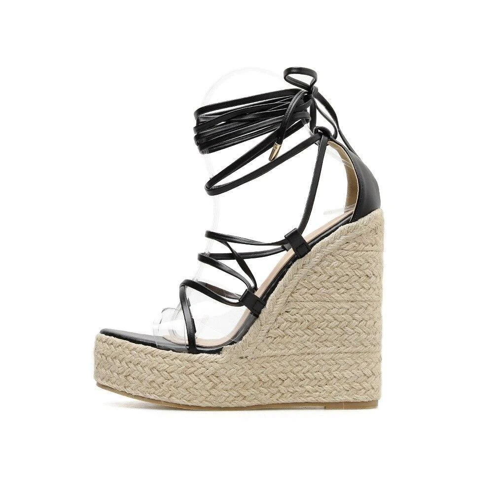 Elisa Lace Up Platform Sandals - Glova