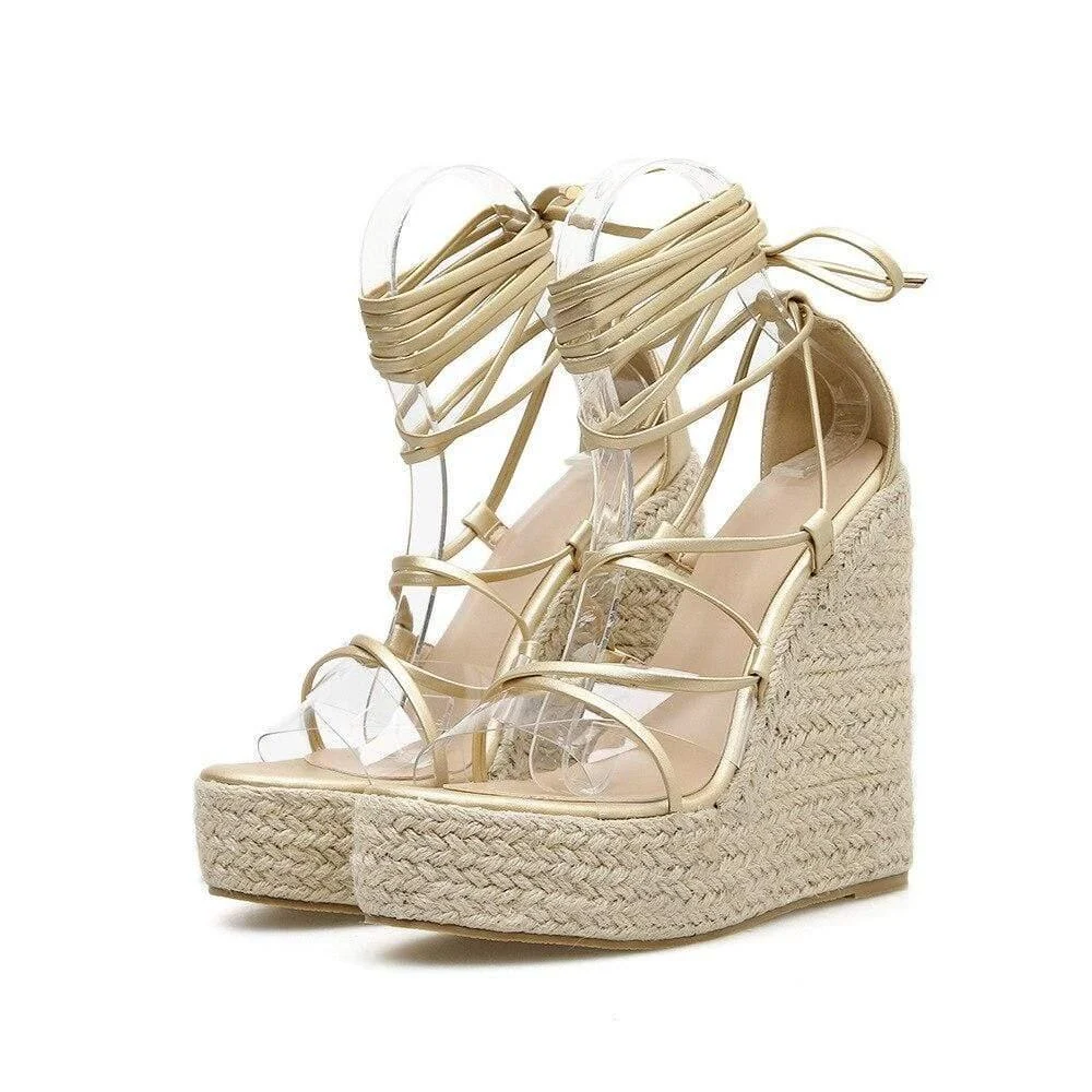 Elisa Lace Up Platform Sandals - Glova