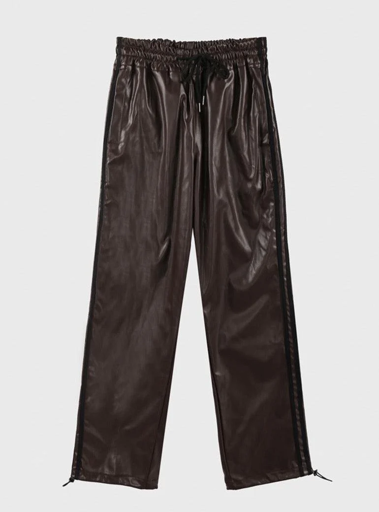 Eliska Faux Leather Track Pants - Glova