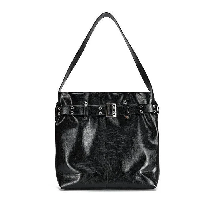 Eliska Vintage Belted Patent Shine Tote Bag - Glova