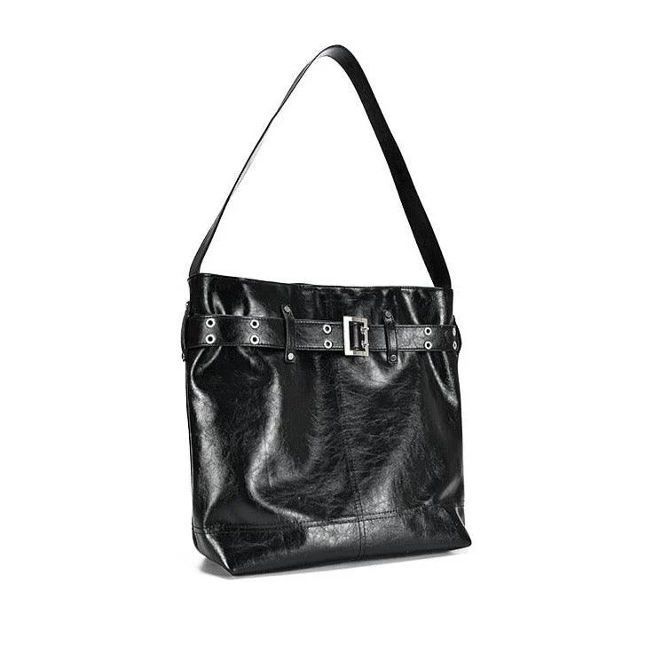 Eliska Vintage Belted Patent Shine Tote Bag - Glova