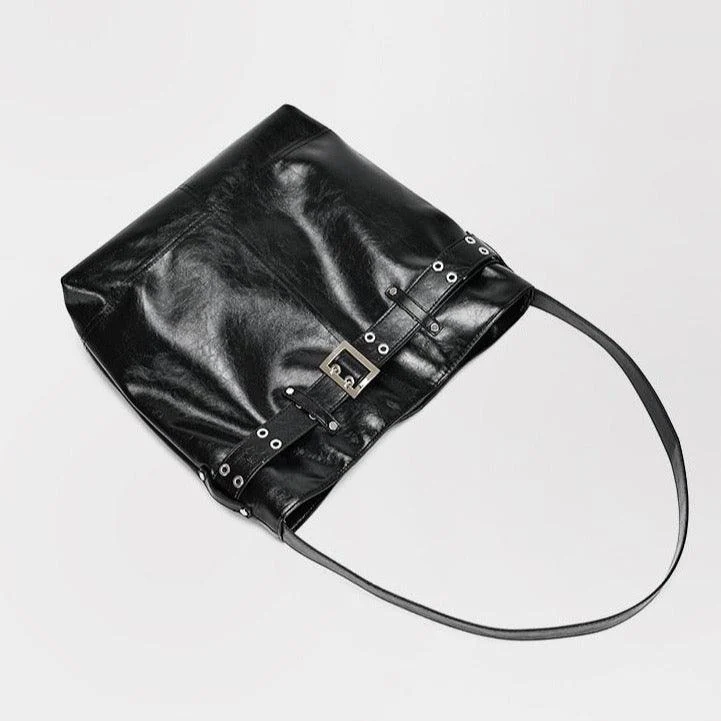 Eliska Vintage Belted Patent Shine Tote Bag - Glova