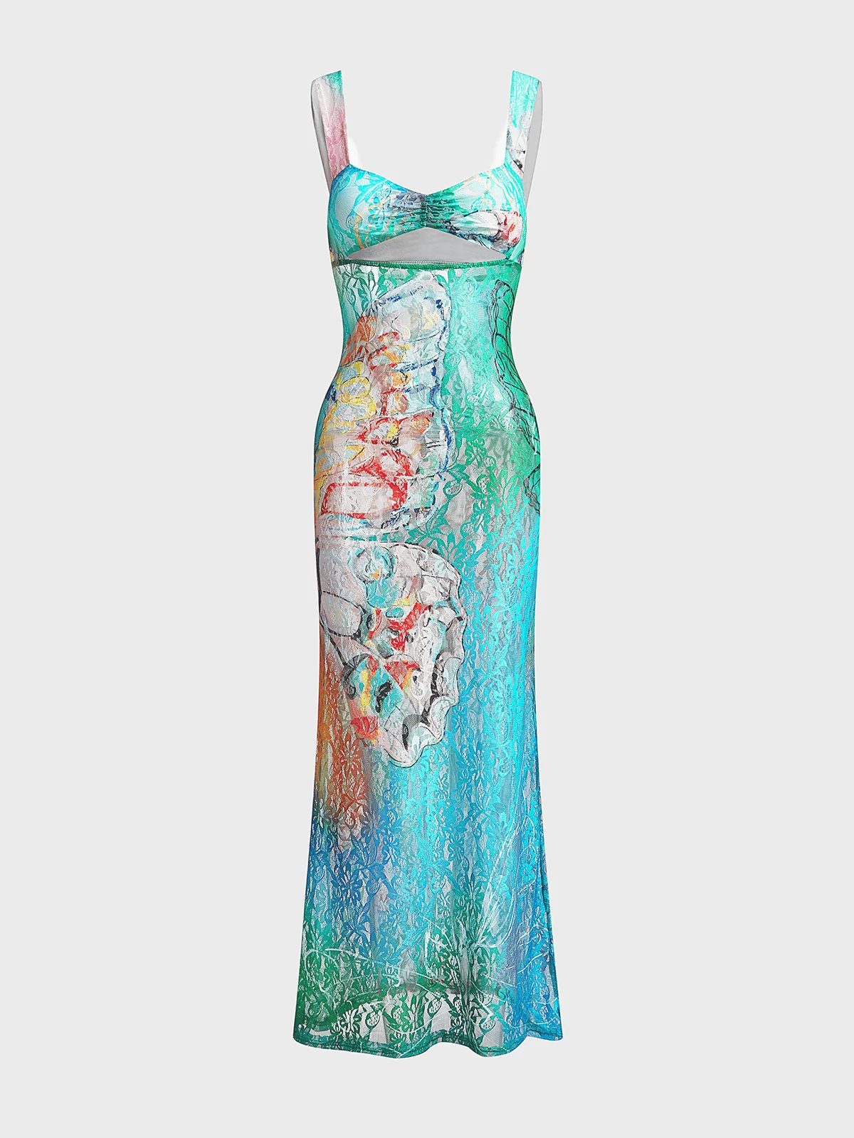 Elke Butterfly Print Cut Out Maxi Dress - Glova