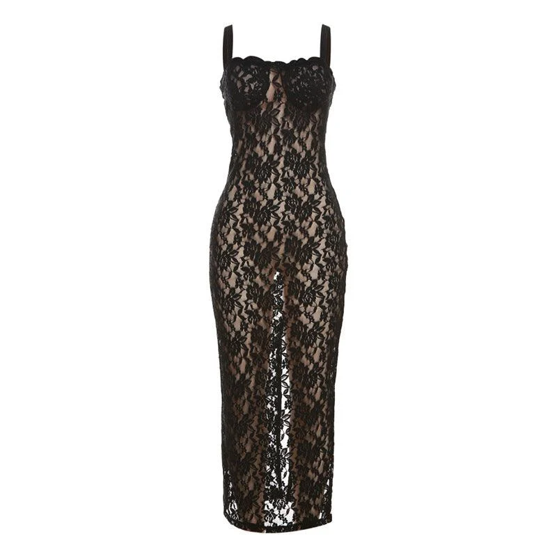 Ellecee Lace Overlay Body Maxi Dress - Glova