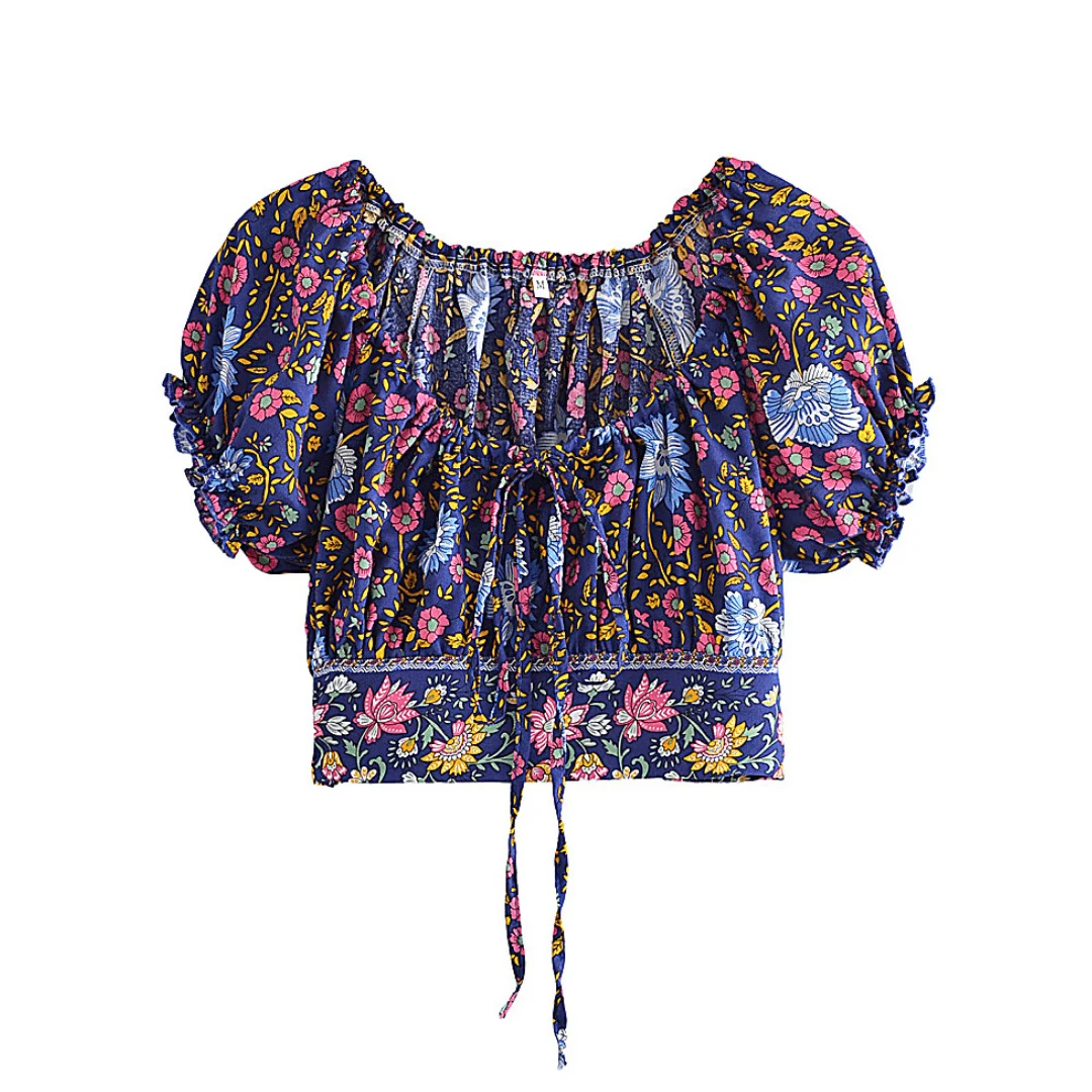 Elowen Boho Crop Blouse - Glova