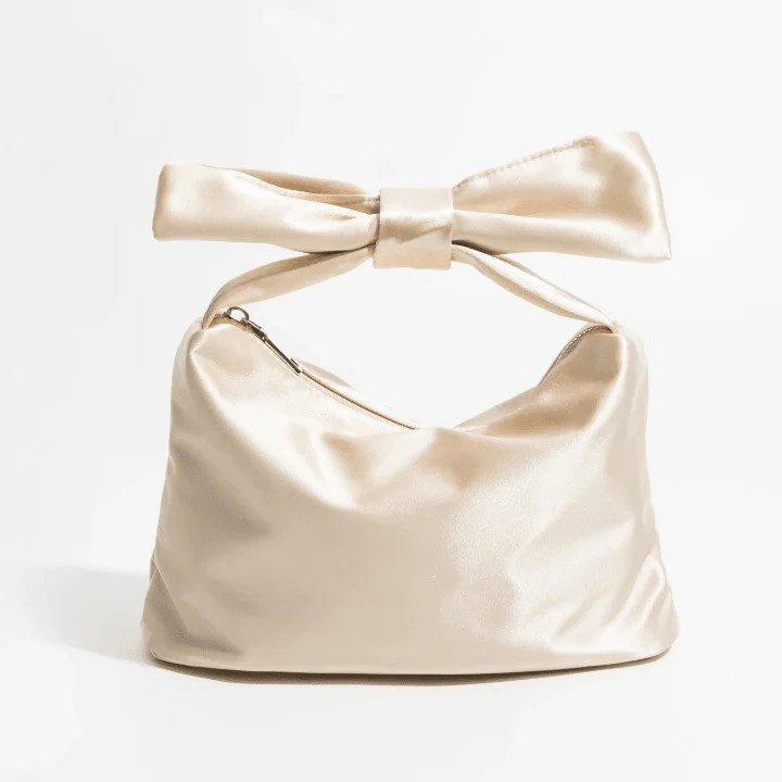 Elyra Bow Handle Satin Clutch Bag - Glova