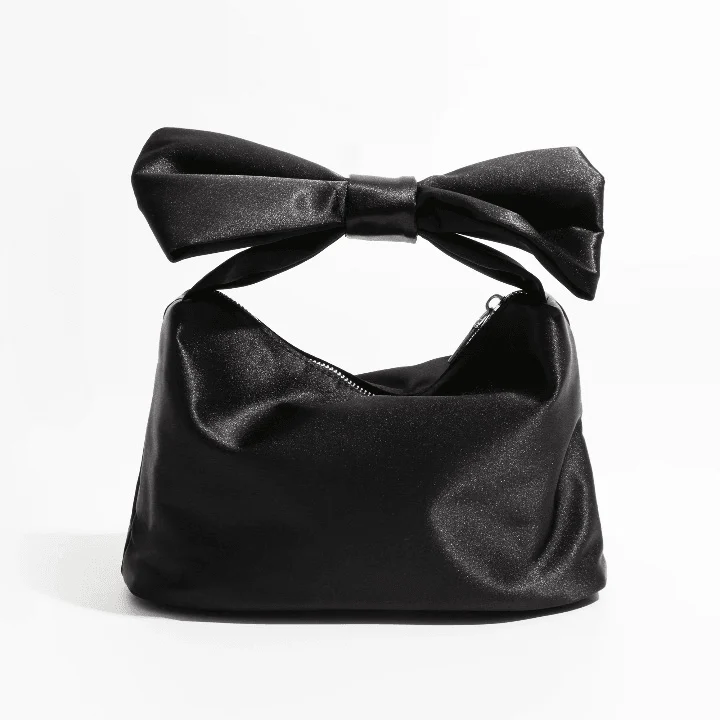 Elyra Bow Handle Satin Clutch Bag - Glova