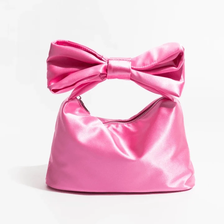 Elyra Bow Handle Satin Clutch Bag - Glova