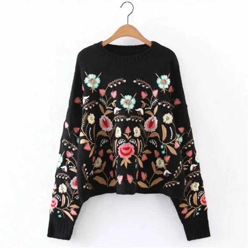 Embroidered Knit Sweater - Glova