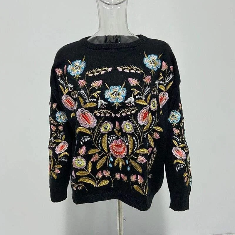 Embroidered Knit Sweater - Glova