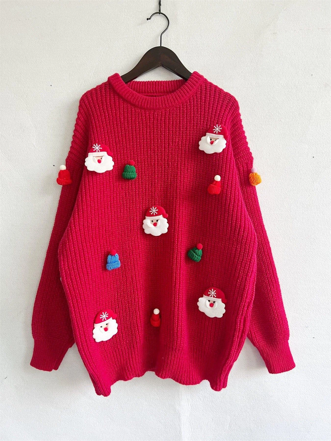 Embroidered Santa Pullover Sweater - Glova