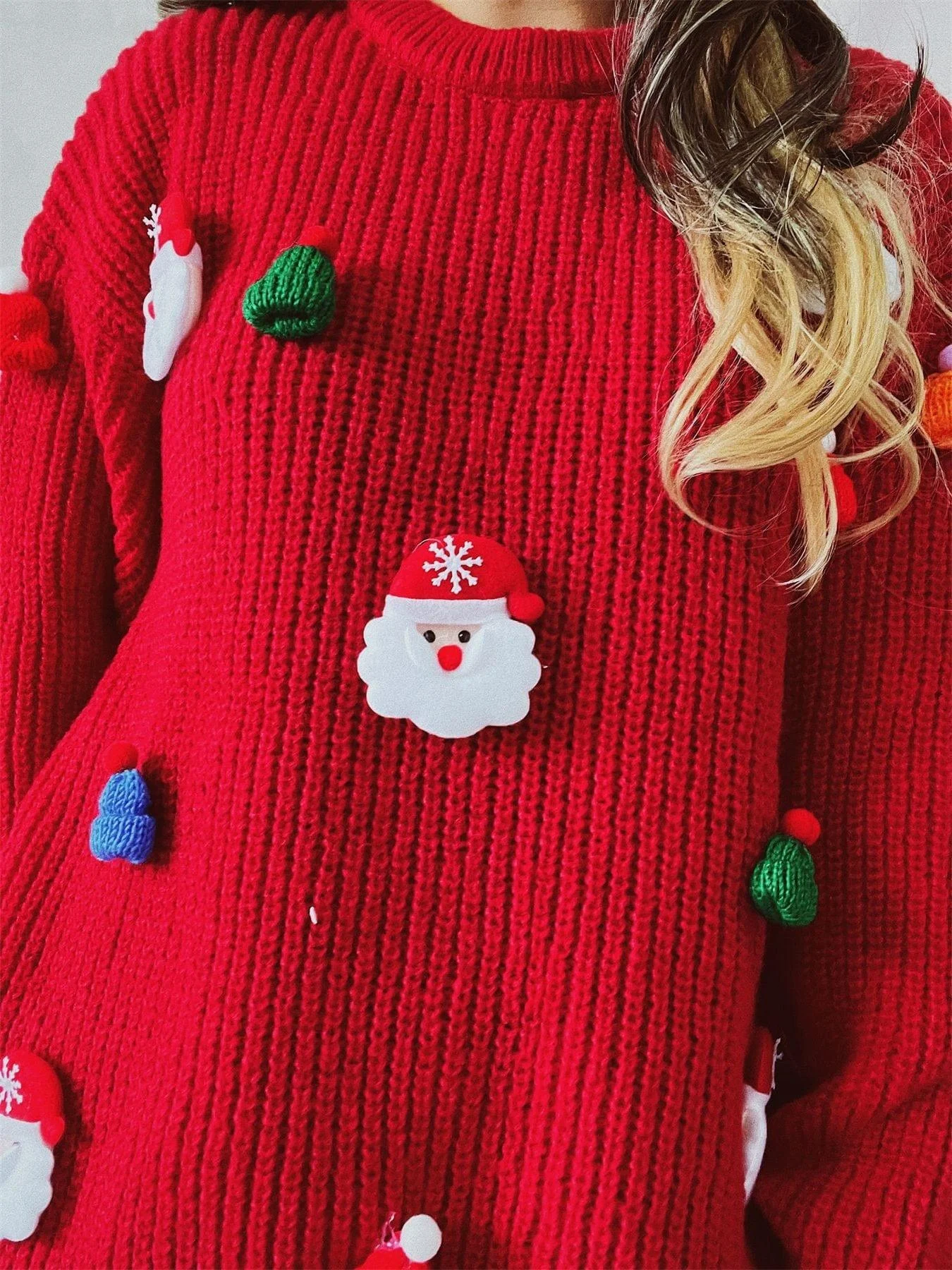 Embroidered Santa Pullover Sweater - Glova