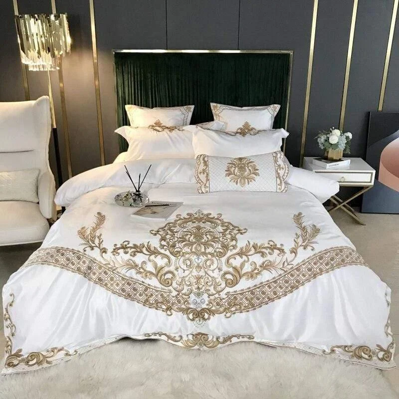 Embroidered Silky Cotton Bedding Set - Glova