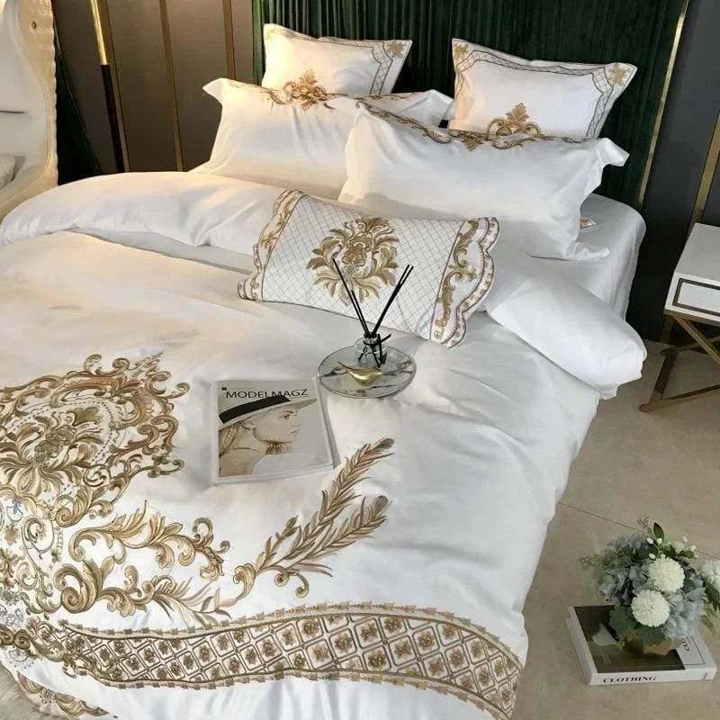 Embroidered Silky Cotton Bedding Set - Glova