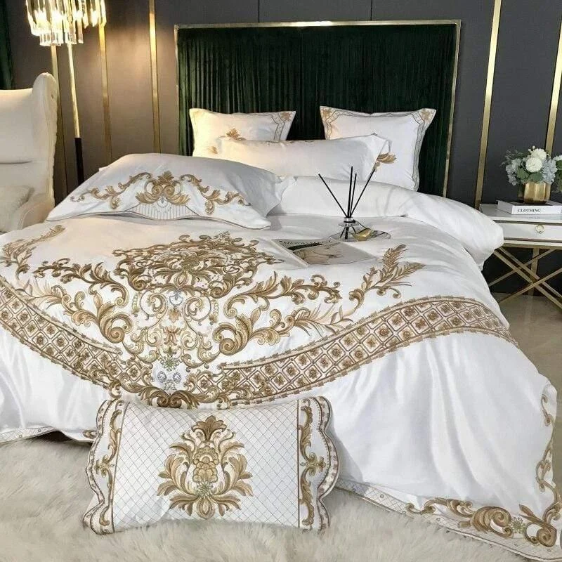 Embroidered Silky Cotton Bedding Set - Glova