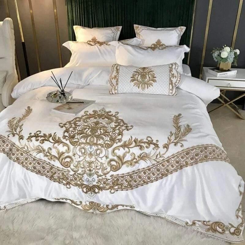 Embroidered Silky Cotton Bedding Set - Glova