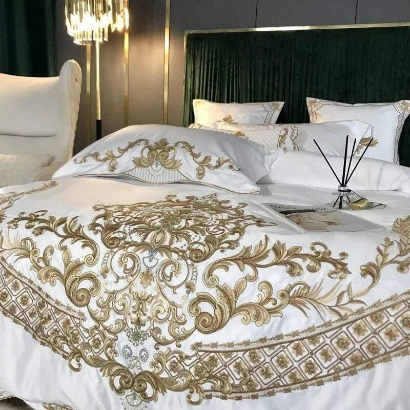 Embroidered Silky Cotton Bedding Set - Glova