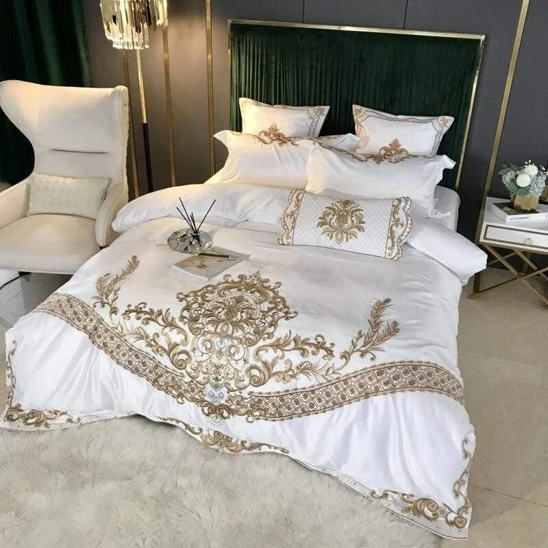 Embroidered Silky Cotton Bedding Set - Glova