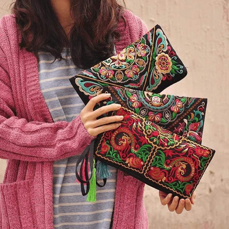 Embroidered Tassel Vintage Wallet - Glova