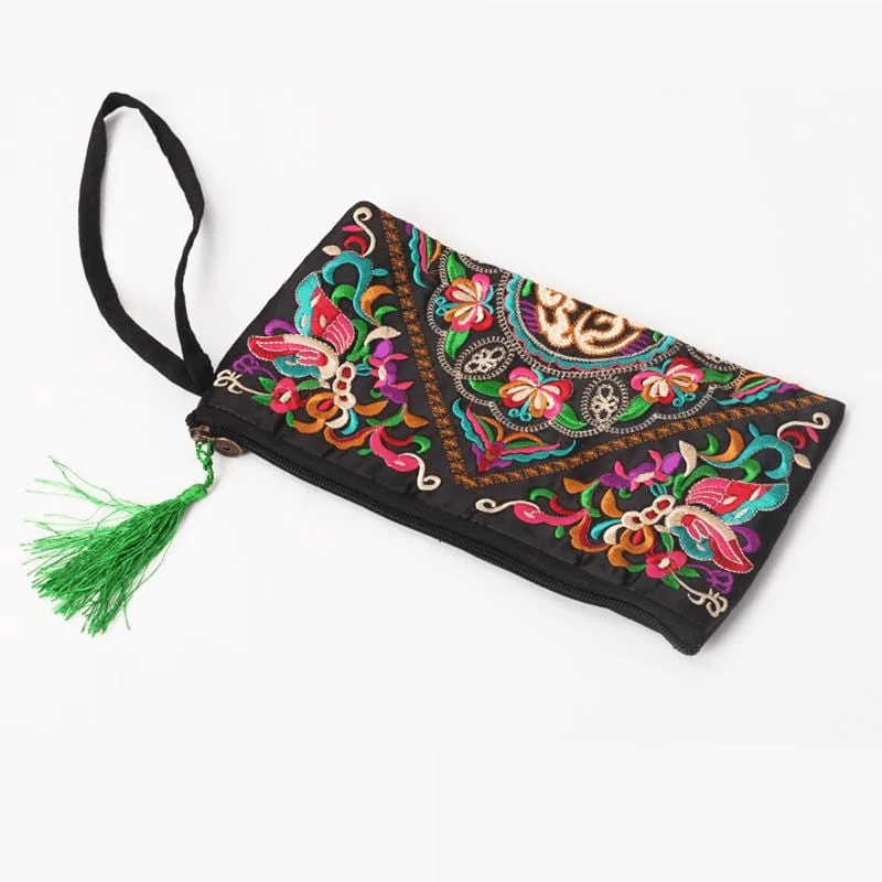 Embroidered Tassel Vintage Wallet - Glova