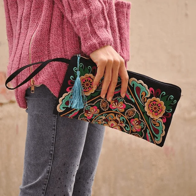 Embroidered Tassel Vintage Wallet - Glova