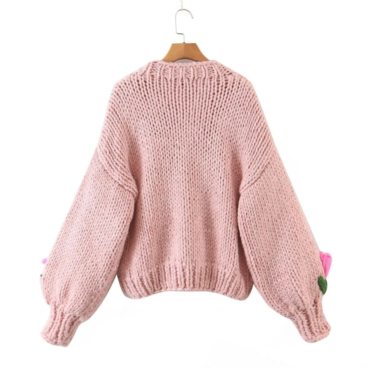 Embroidered Tulips Knit Cardigan - Glova