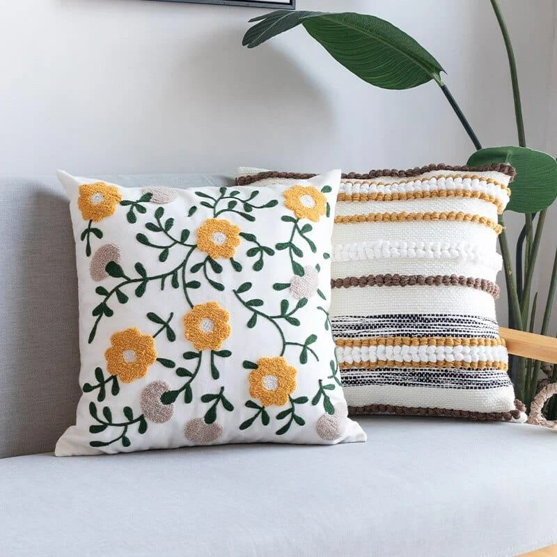 Embroidery Floral Garden Cushion Cover - Glova