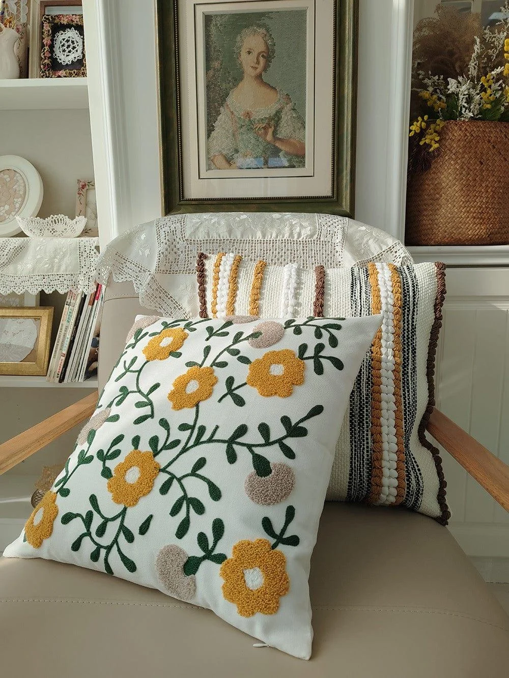 Embroidery Floral Garden Cushion Cover - Glova