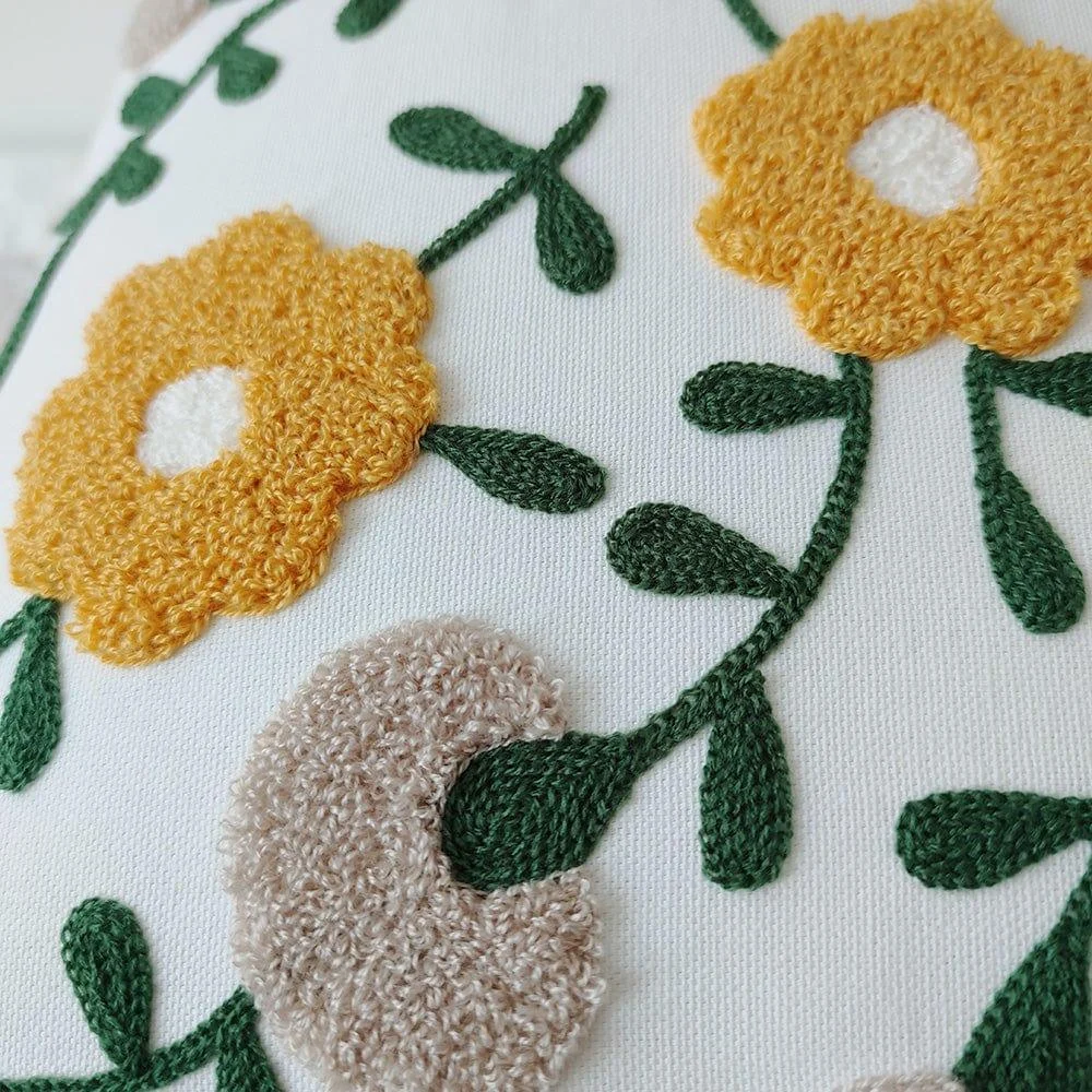 Embroidery Floral Garden Cushion Cover - Glova