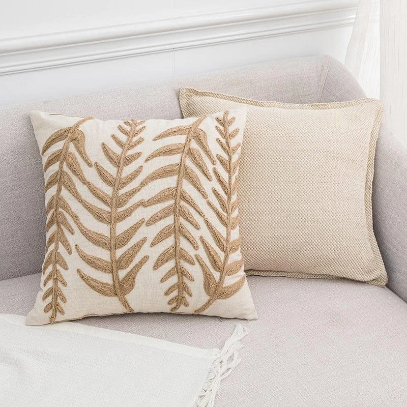 Embroidery Leaves Cushion Covers - Glova