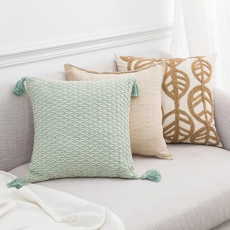 Embroidery Leaves Cushion Covers - Glova