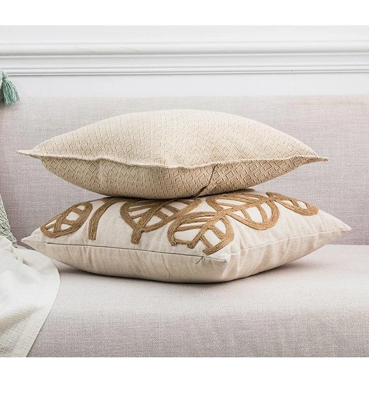 Embroidery Leaves Cushion Covers - Glova