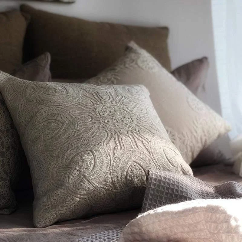 Embroidery Textured Cotton Cushion - Glova