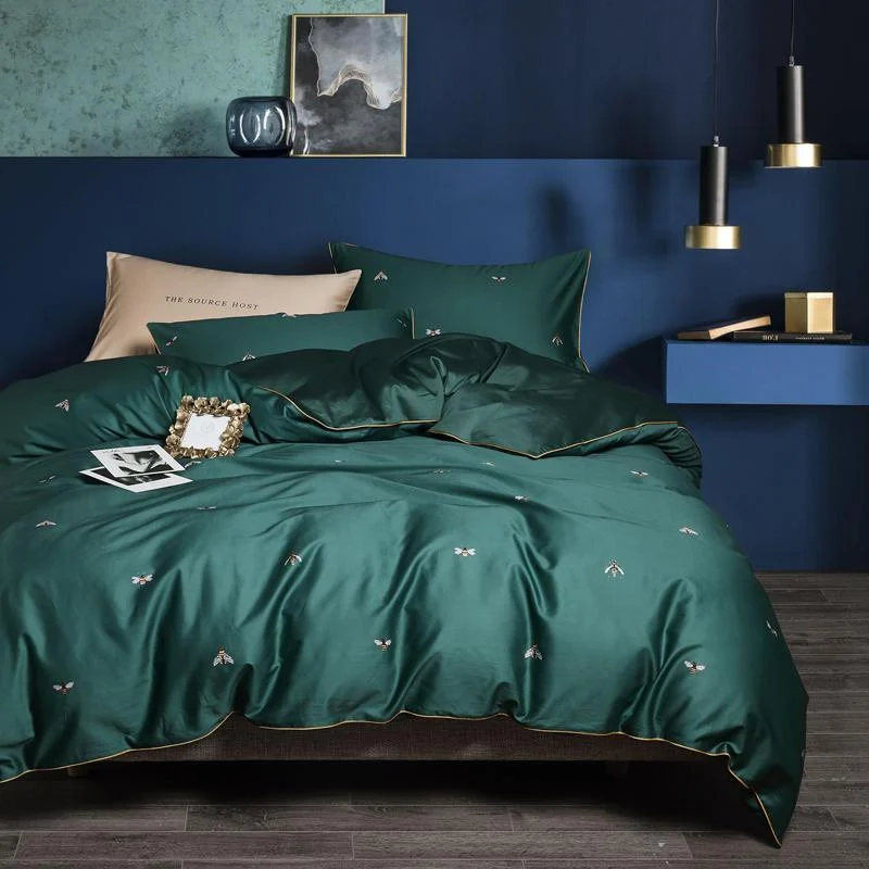 Emerald Bee Duvet Cover Set (Egyptian Cotton) - Glova