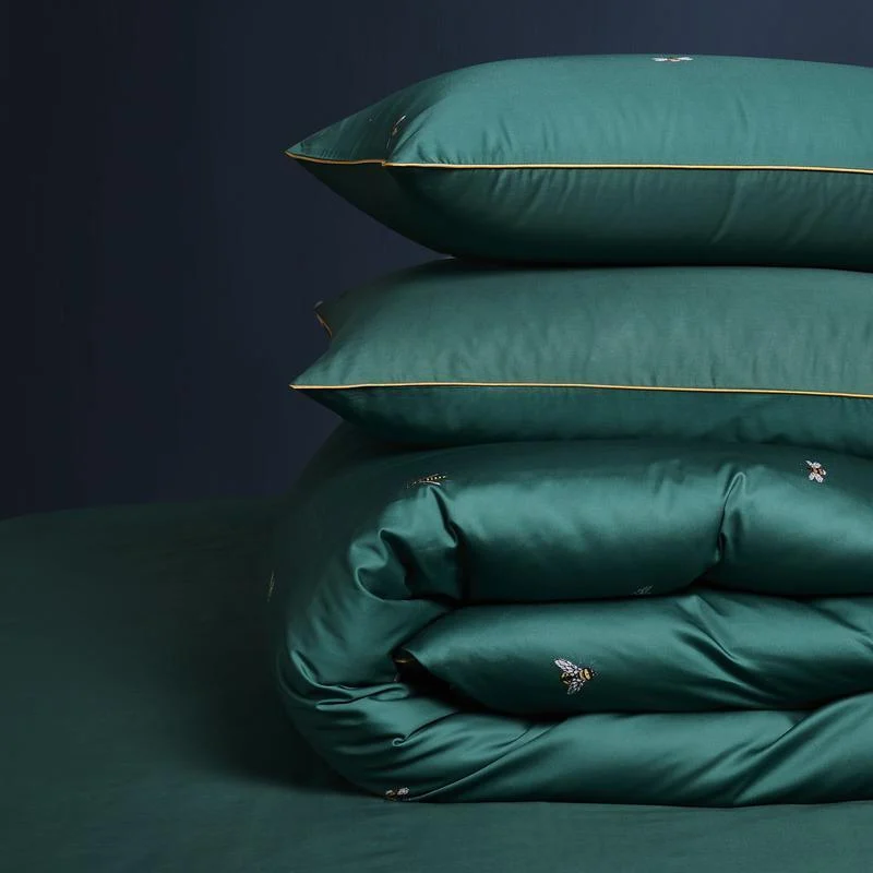 Emerald Bee Duvet Cover Set (Egyptian Cotton) - Glova