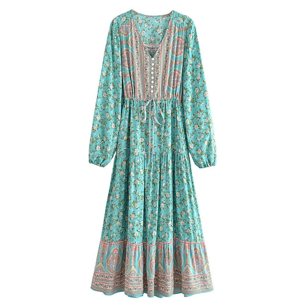 Emerald Blossom Maxi Dress - Glova