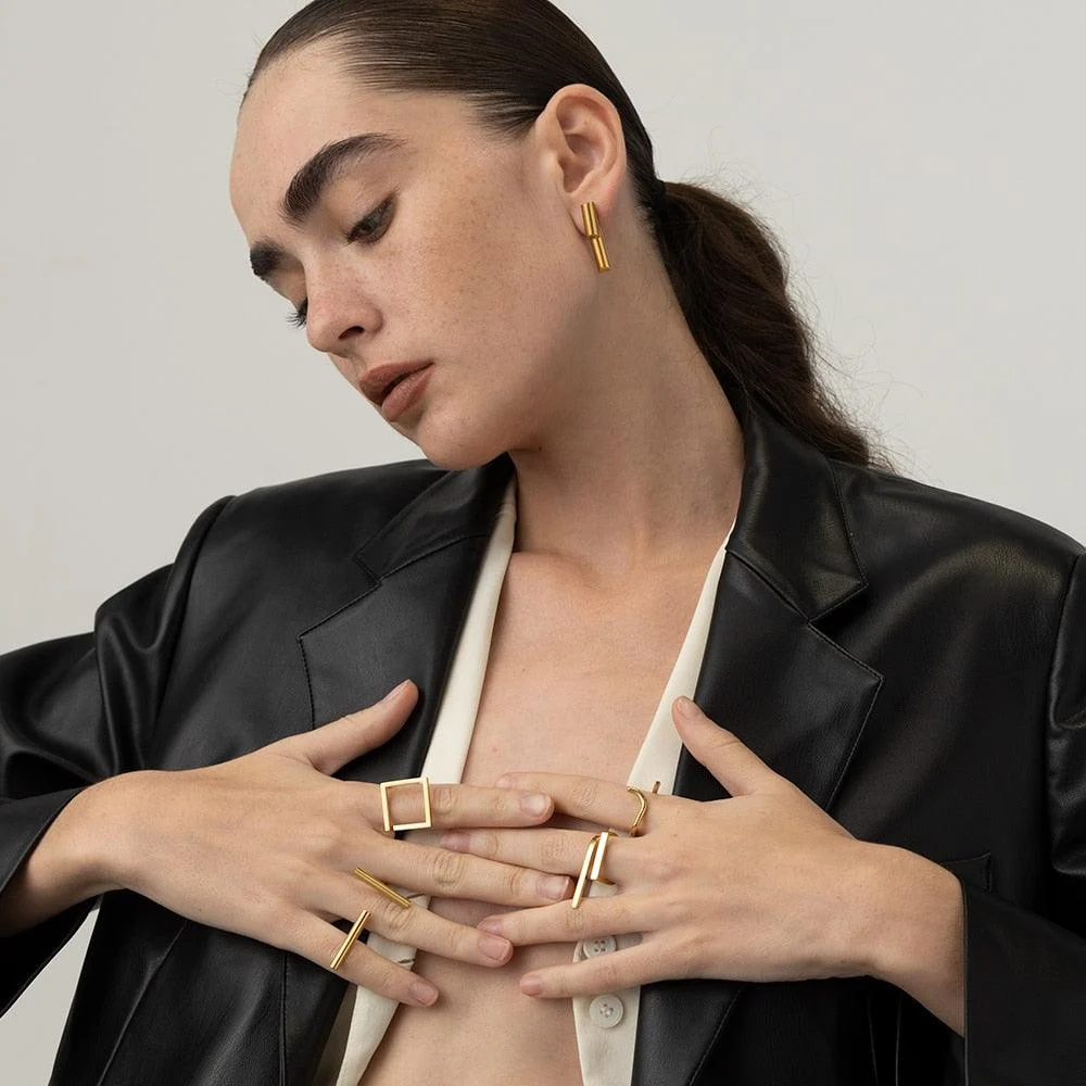 Enya Golden Geometry Gold Rings - 3 Styles - Glova