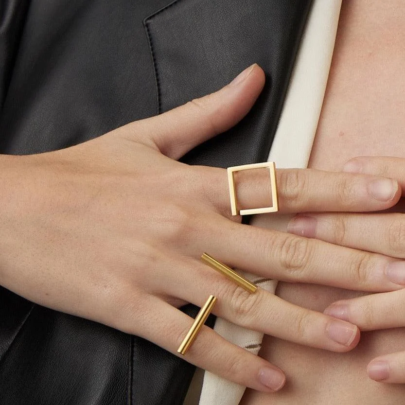 Enya Golden Geometry Gold Rings - 3 Styles - Glova