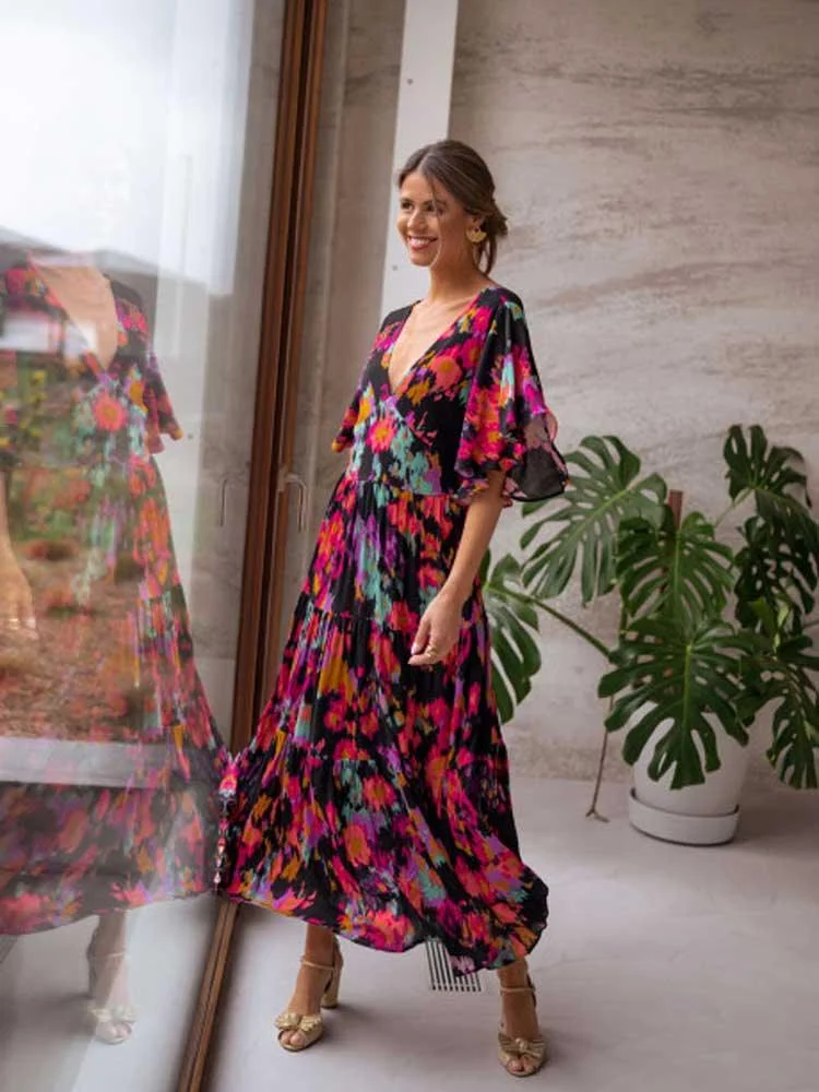 Espa Bold Floral Bohemian Maxi Dress - Glova