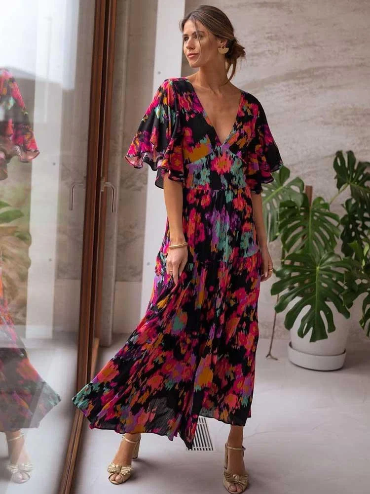 Espa Bold Floral Bohemian Maxi Dress - Glova